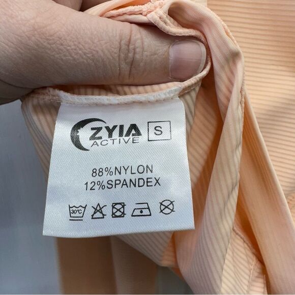 NWOT Zyia Active peach mesh back long sleeve tee activewear top women's small - Picture 4 of 4